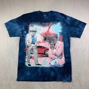 The Mountain Mens Shirt Large Blue Tie Dye Crewneck Miami Vice Cats Car Summer